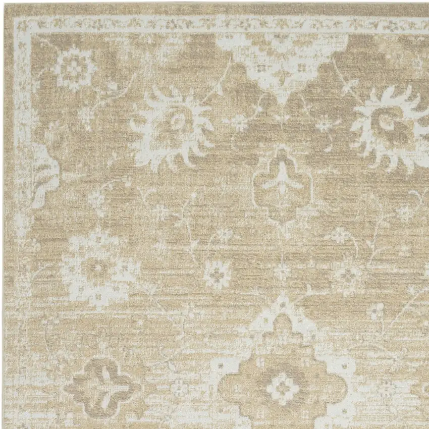Ivory Floral Distressed Area Rug Photo 8