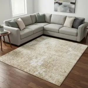 Photo of Ivory Floral Distressed Area Rug
