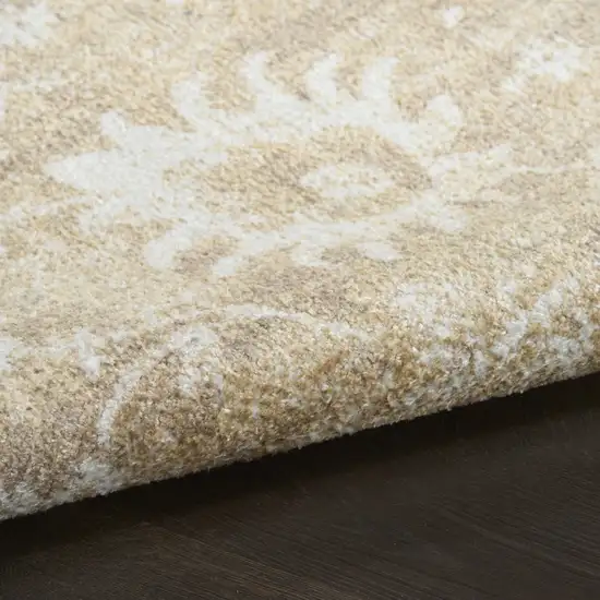 Ivory Floral Distressed Area Rug Photo 9