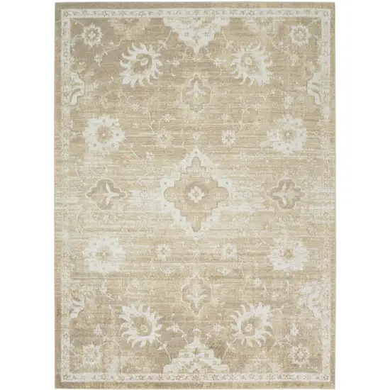 Ivory Floral Distressed Area Rug Photo 7