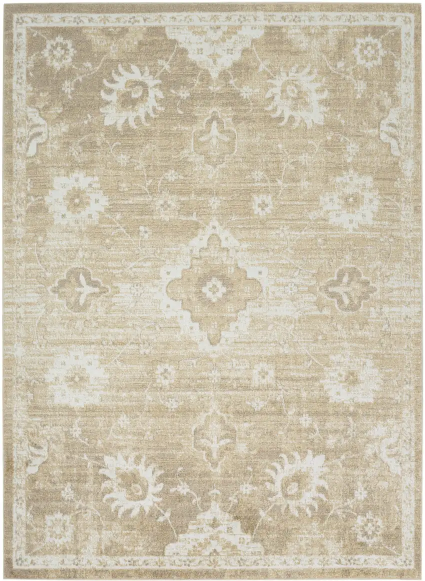 Ivory Floral Distressed Area Rug Photo 7