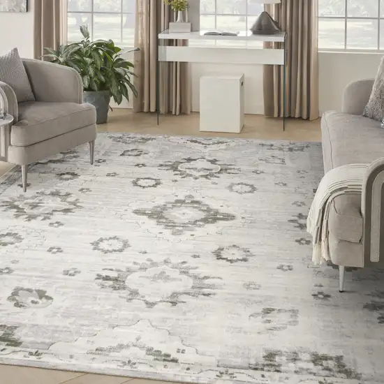 Ivory Floral Distressed Area Rug Photo 4