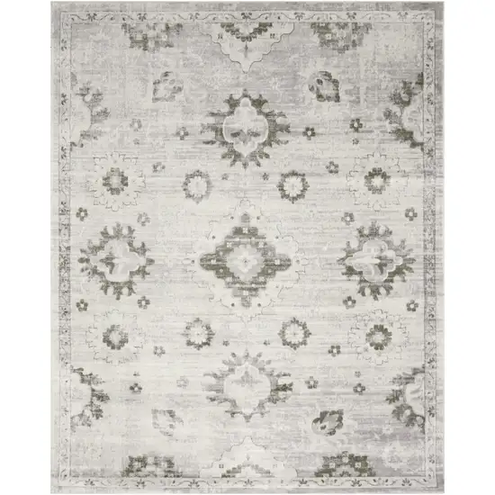 Ivory Floral Distressed Area Rug Photo 2