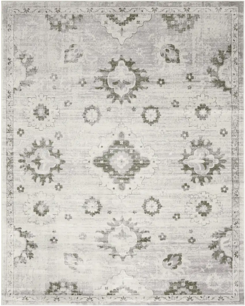 Ivory Floral Distressed Area Rug Photo 2