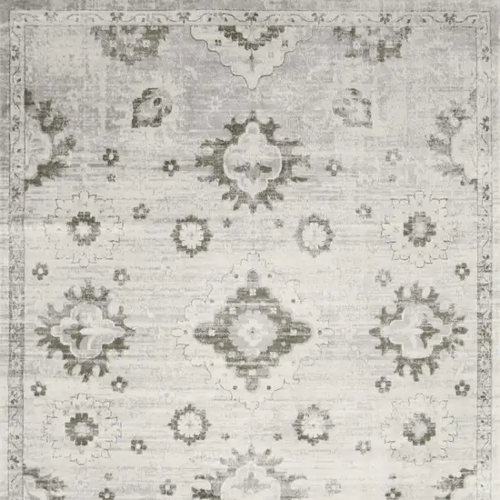 Ivory Floral Distressed Area Rug Photo 7