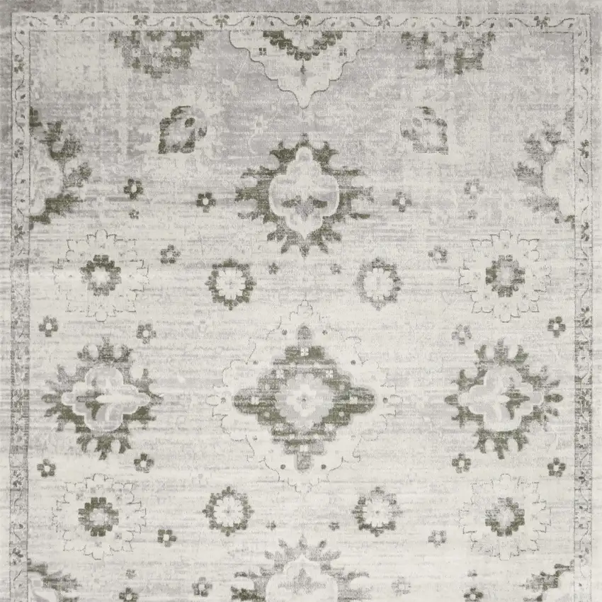 Ivory Floral Distressed Area Rug Photo 7