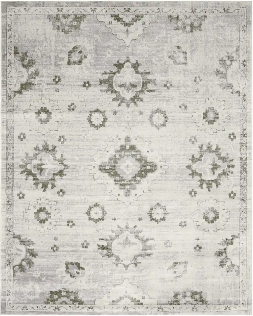 Ivory Floral Distressed Area Rug Photo 6