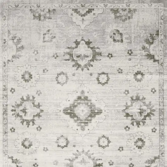 Ivory Floral Distressed Area Rug Photo 3