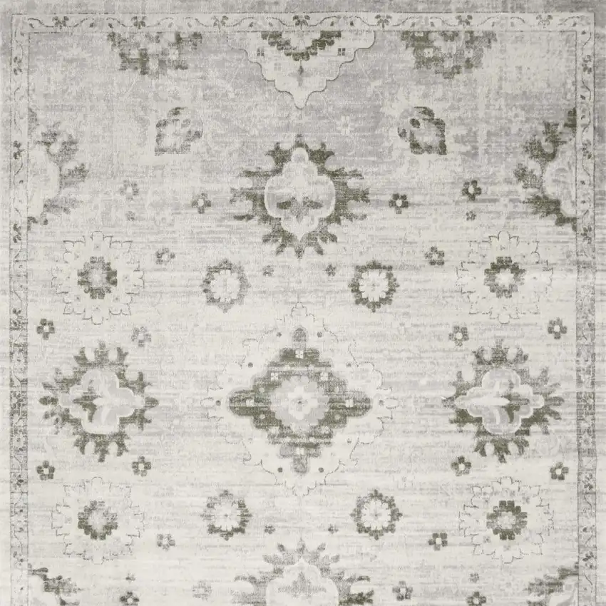 Ivory Floral Distressed Area Rug Photo 3