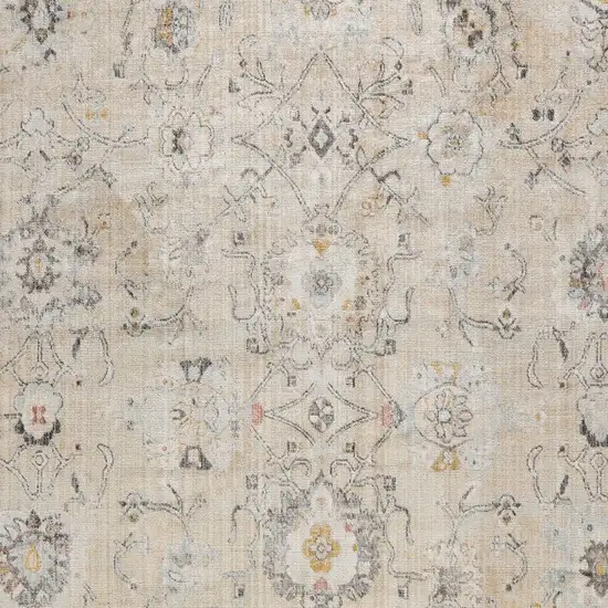Ivory Floral Distressed Area Rug Photo 8