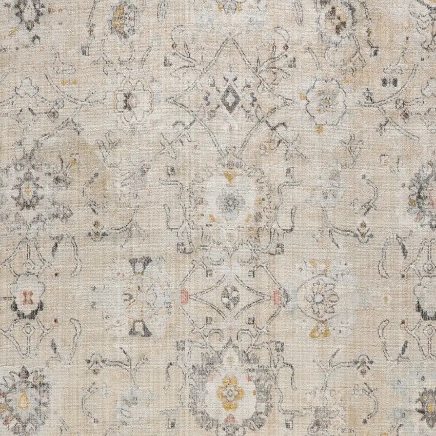 Ivory Floral Distressed Area Rug Photo 8