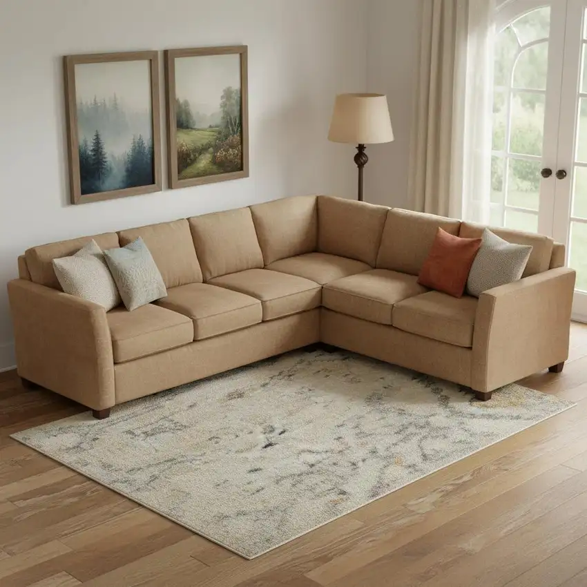 Ivory Floral Distressed Area Rug Photo 1