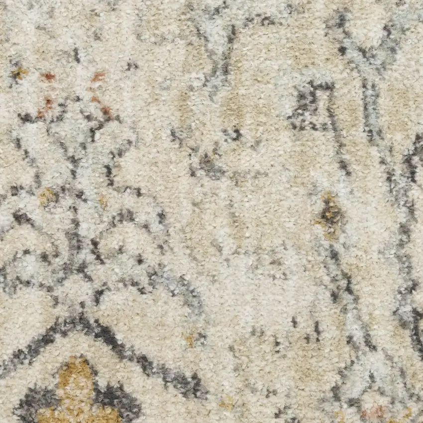 Ivory Floral Distressed Area Rug Photo 2