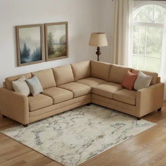 Ivory Floral Distressed Area Rug Photo 1