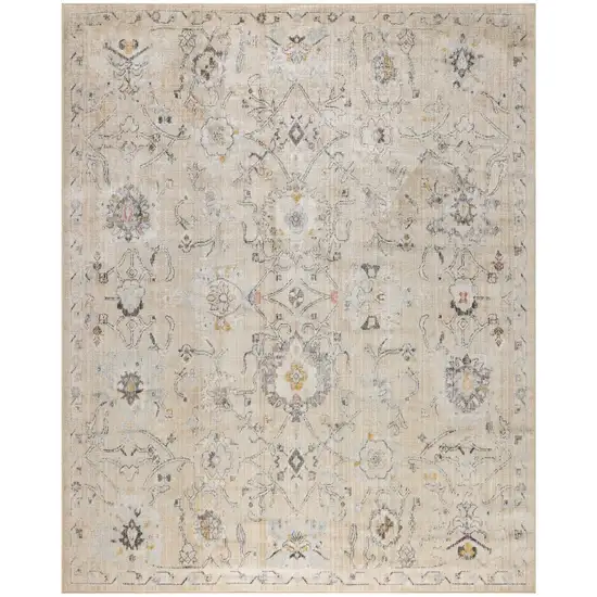 Ivory Floral Distressed Area Rug Photo 7
