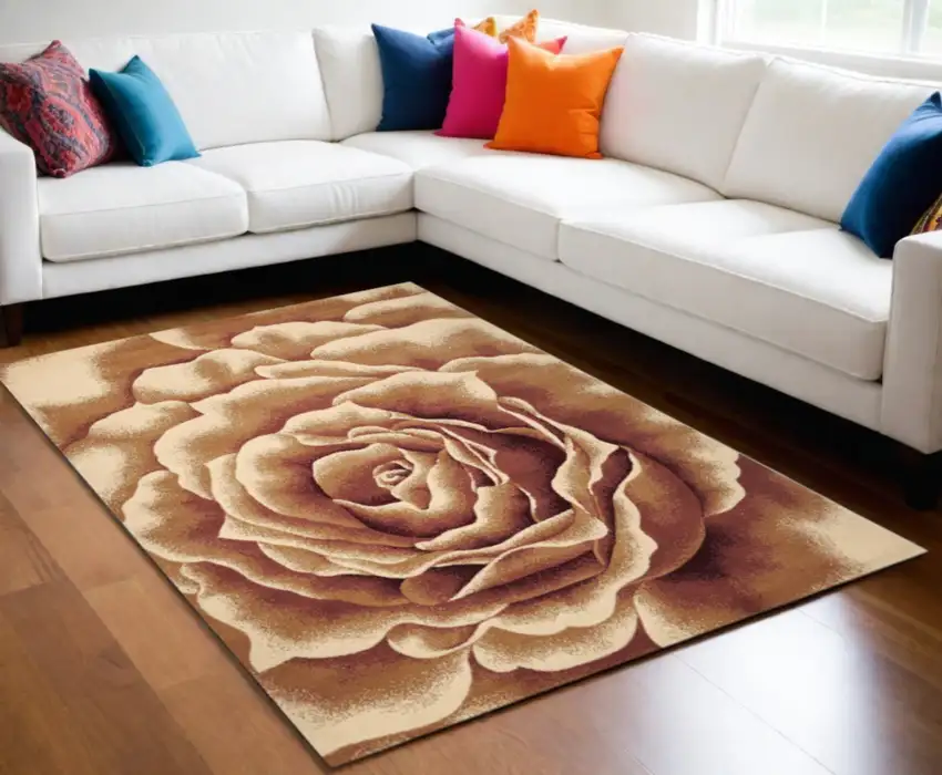 Ivory Floral Indoor Area Rug Photo 2