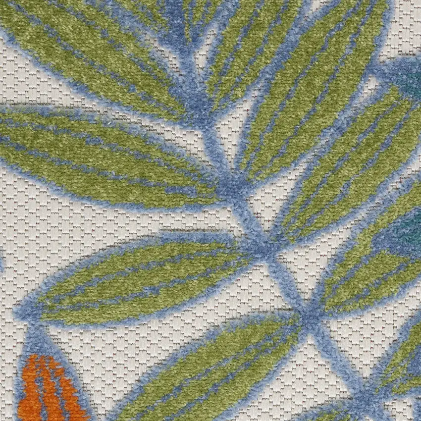 Ivory And Blue Indoor Outdoor Area Rug Photo 9