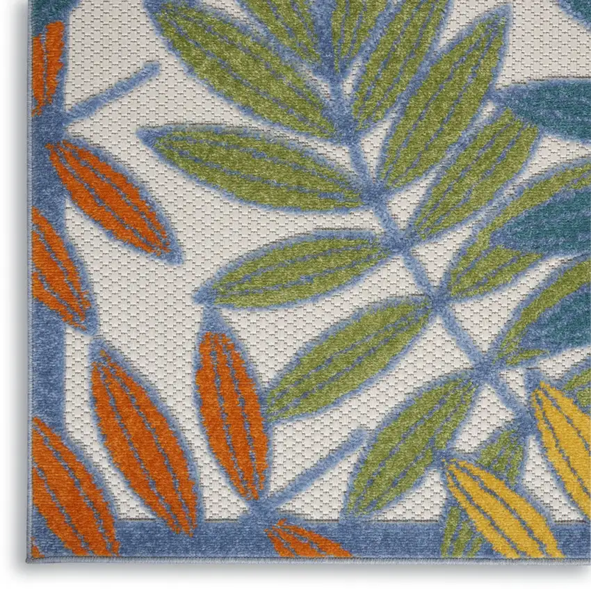 Ivory And Blue Indoor Outdoor Area Rug Photo 5