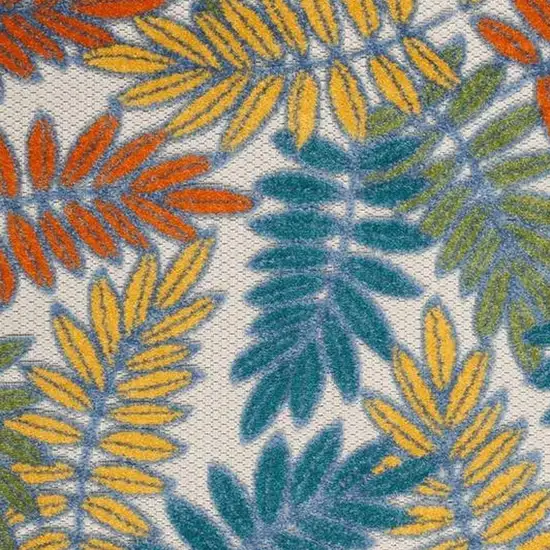 Ivory Floral Non Skid Indoor Outdoor Area Rug Photo 3