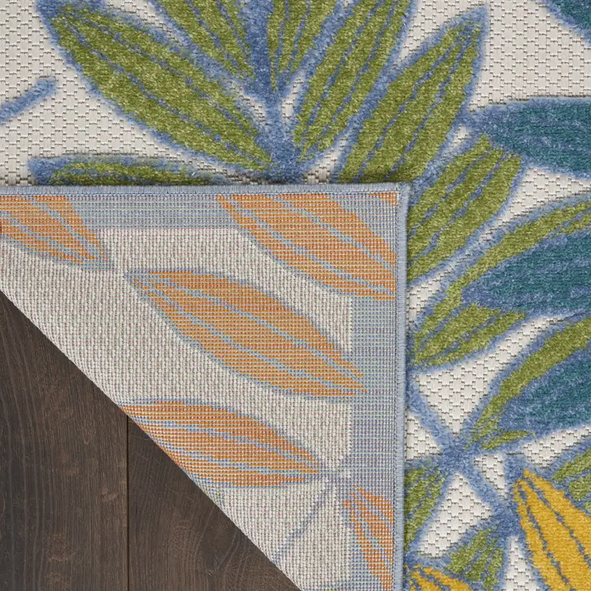 Ivory Floral Non Skid Indoor Outdoor Area Rug Photo 7