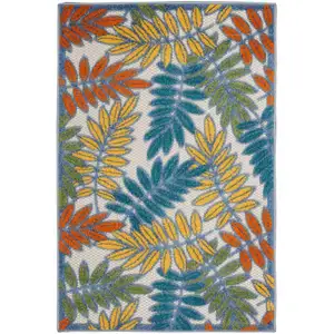 Photo of Ivory Floral Non Skid Indoor Outdoor Area Rug