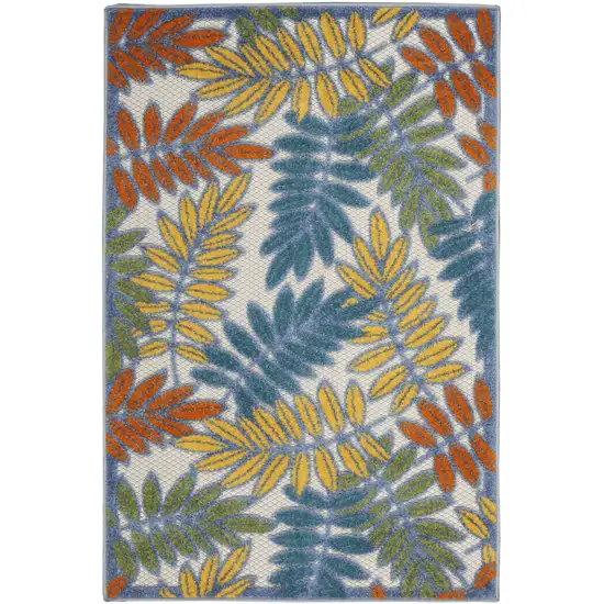 Ivory Floral Non Skid Indoor Outdoor Area Rug Photo 3