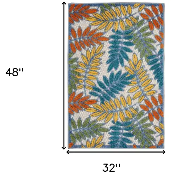 Ivory Floral Non Skid Indoor Outdoor Area Rug Photo 5