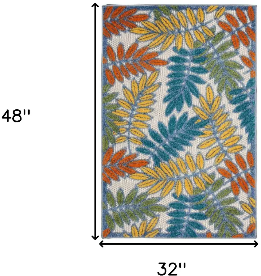 Ivory Floral Non Skid Indoor Outdoor Area Rug Photo 5