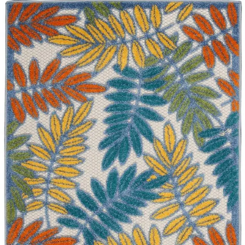 Ivory Floral Non Skid Indoor Outdoor Area Rug Photo 4