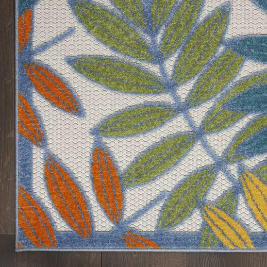 Ivory Floral Non Skid Indoor Outdoor Area Rug Photo 5