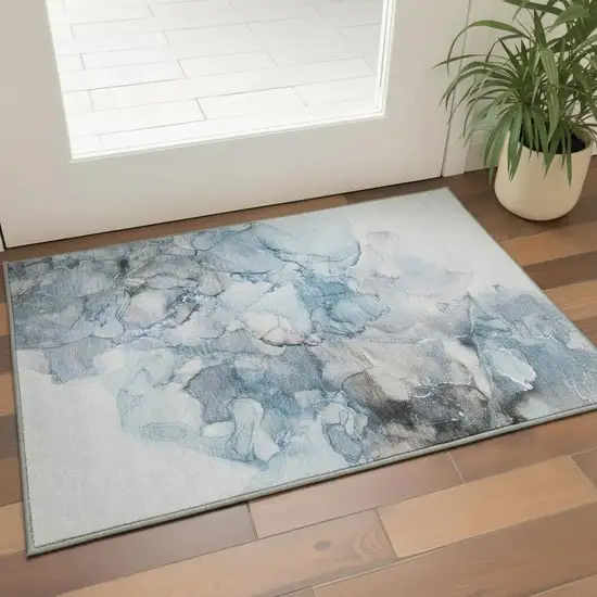 Ivory Floral Power Loom Area Rug Photo 1