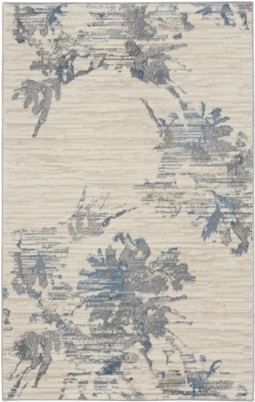 Ivory Floral Power Loom Area Rug Photo 6