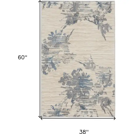 Ivory Floral Power Loom Area Rug Photo 3