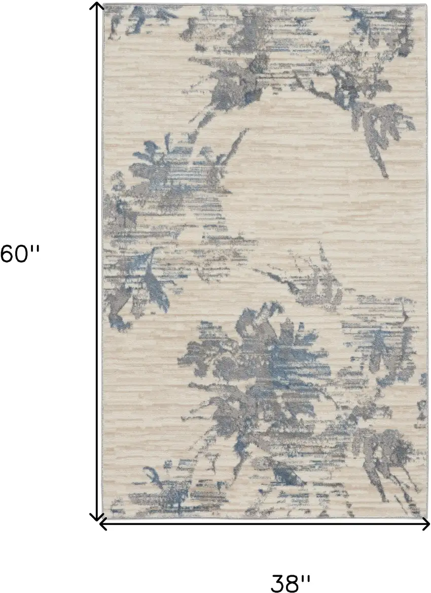 Ivory Floral Power Loom Area Rug Photo 3