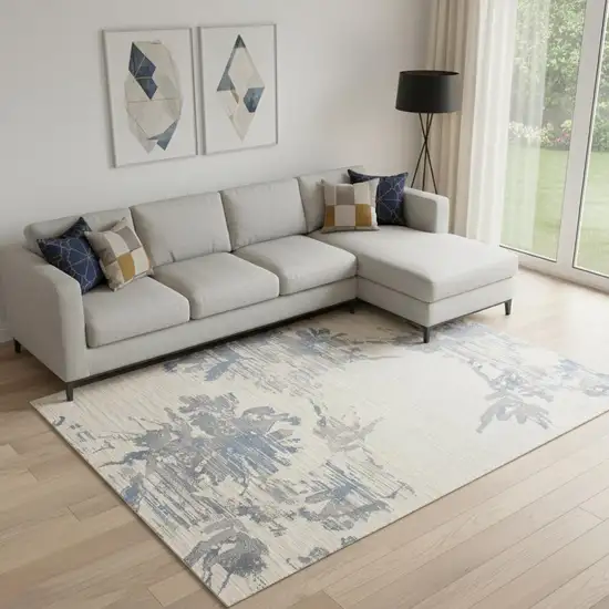 Ivory Floral Power Loom Area Rug Photo 1