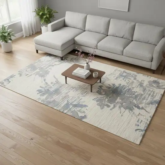 Ivory Floral Power Loom Area Rug Photo 1