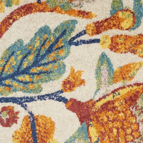 Ivory Floral Power Loom Area Rug Photo 2