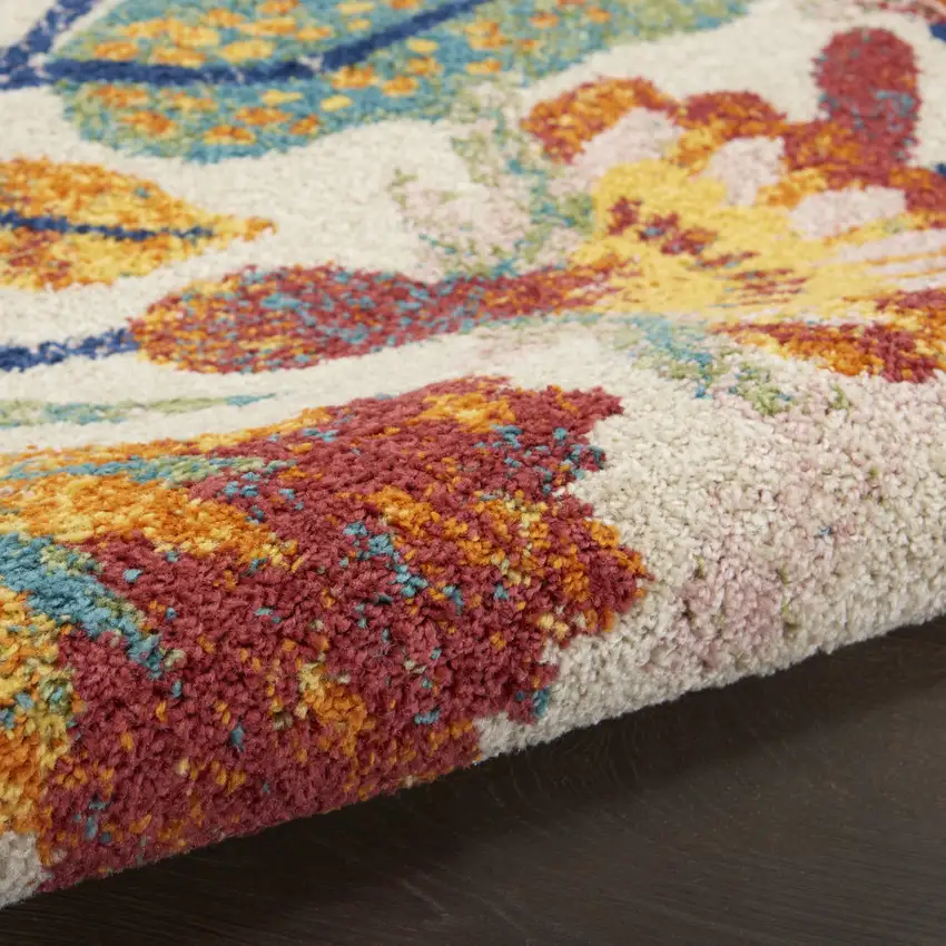 Ivory Floral Power Loom Area Rug Photo 9
