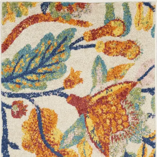 Ivory Floral Power Loom Area Rug Photo 3