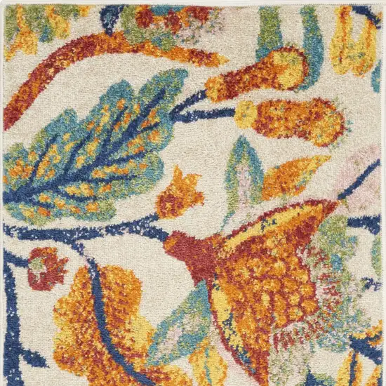 Ivory Floral Power Loom Area Rug Photo 7