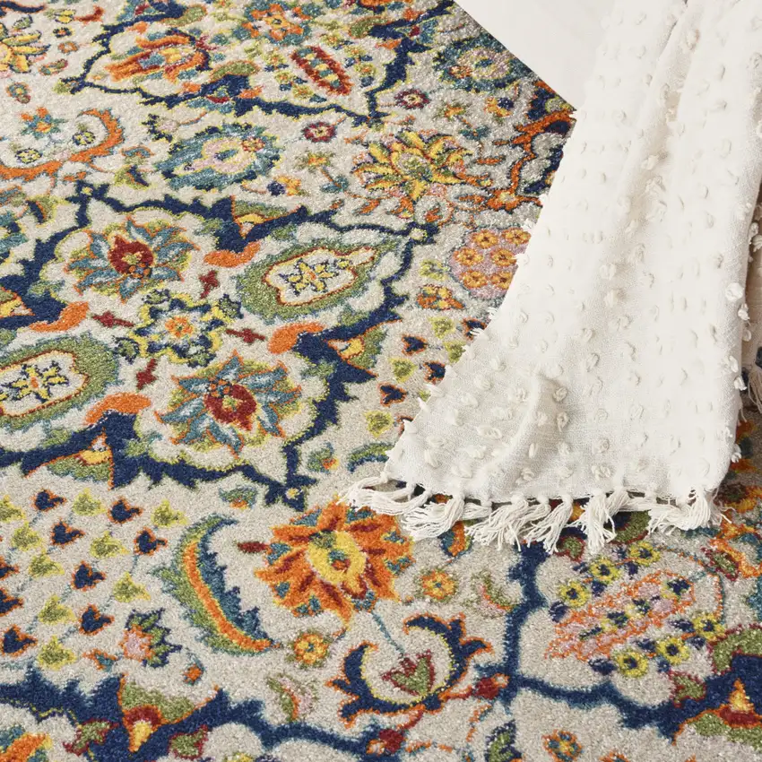 Ivory Floral Power Loom Area Rug Photo 9