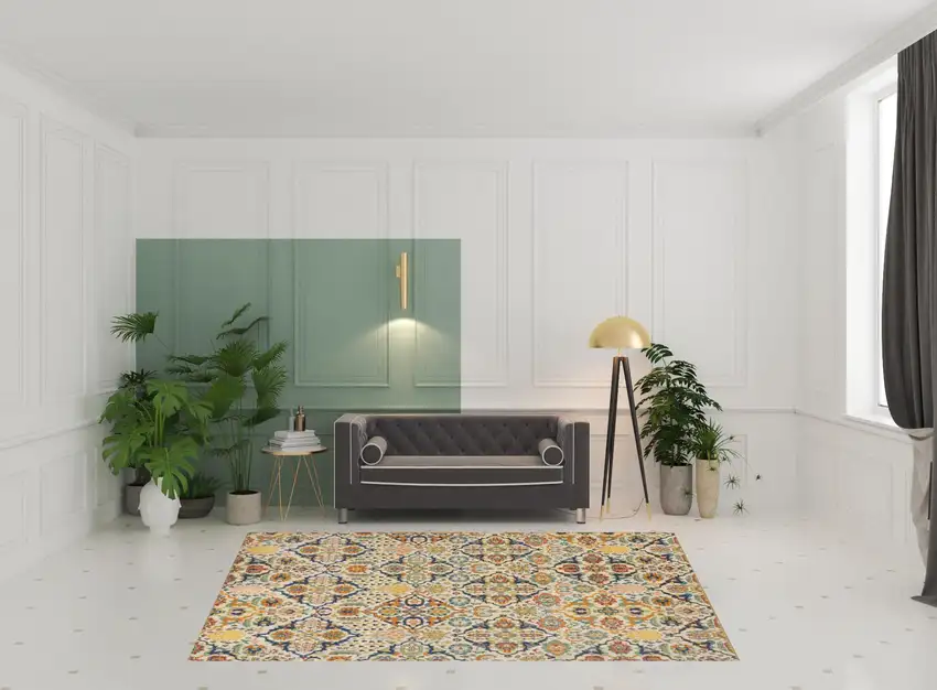 Ivory Floral Power Loom Area Rug Photo 2
