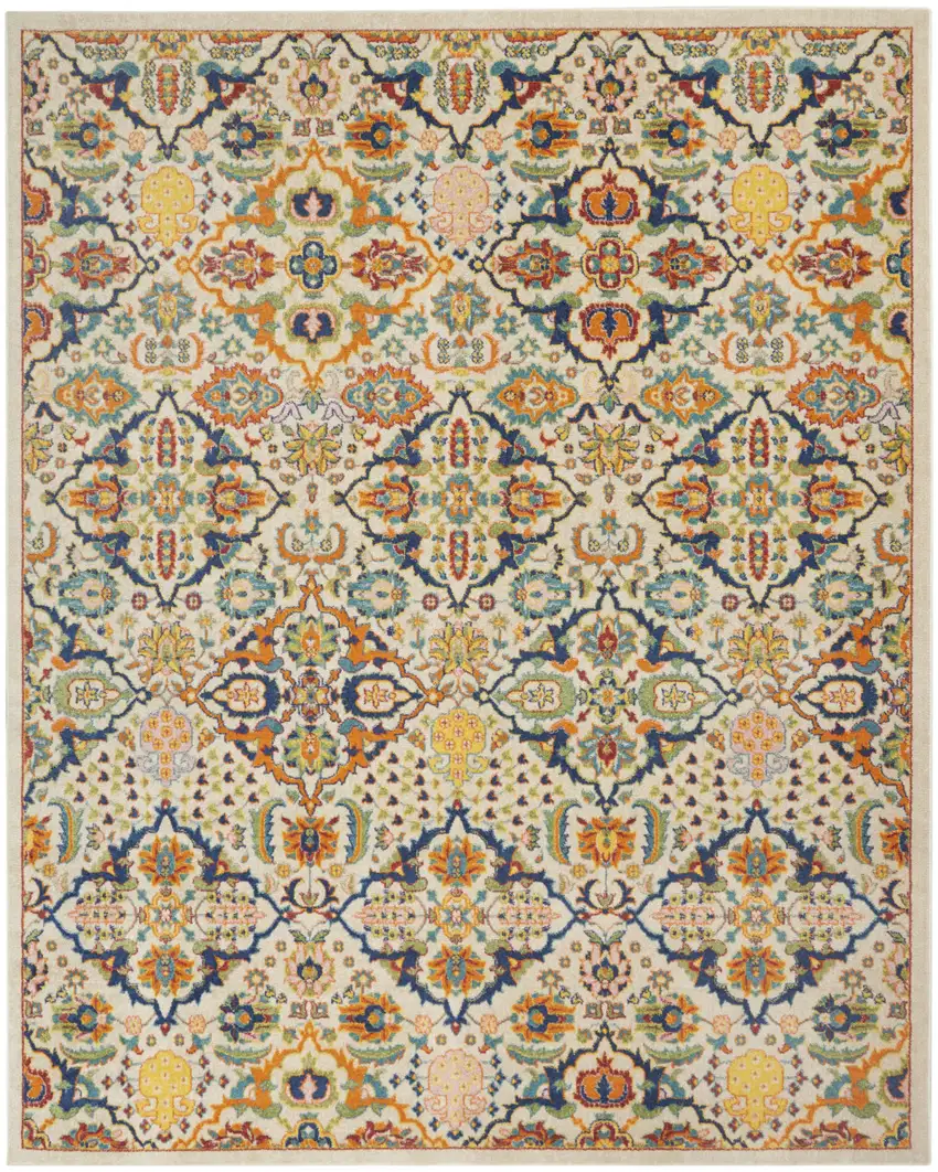 Ivory Floral Power Loom Area Rug Photo 2
