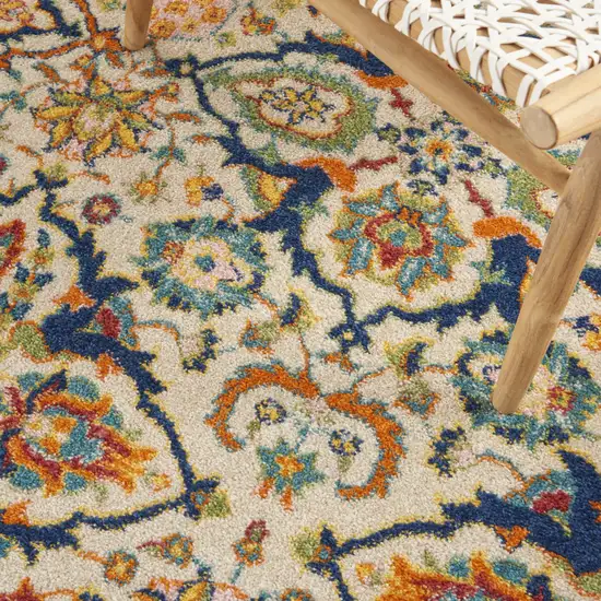 Ivory Floral Power Loom Area Rug Photo 9