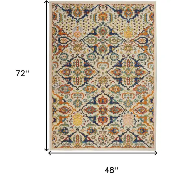 Ivory Floral Power Loom Area Rug Photo 3