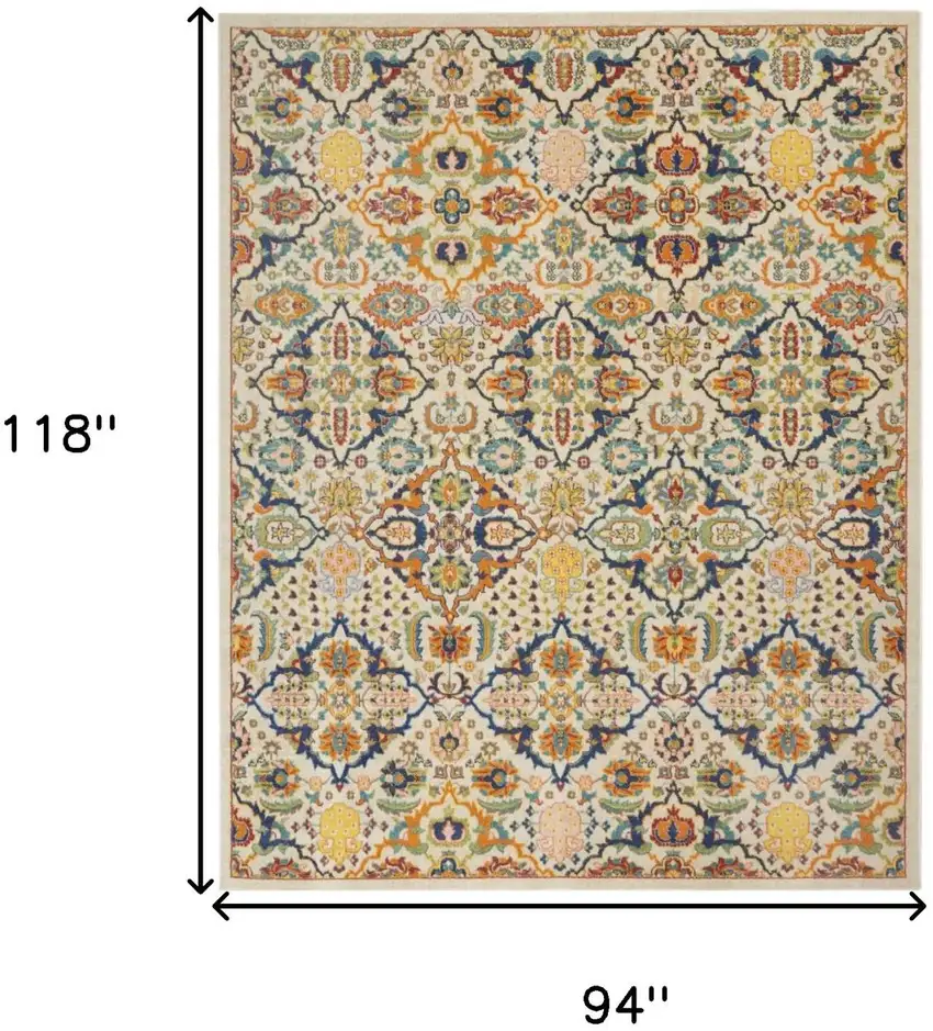 Ivory Floral Power Loom Area Rug Photo 8