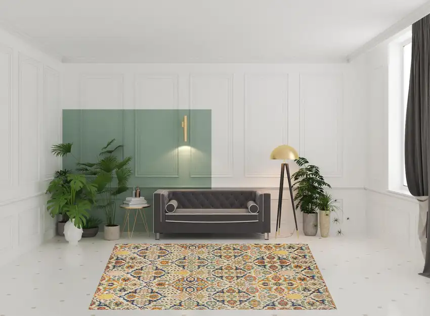 Ivory Floral Power Loom Area Rug Photo 5