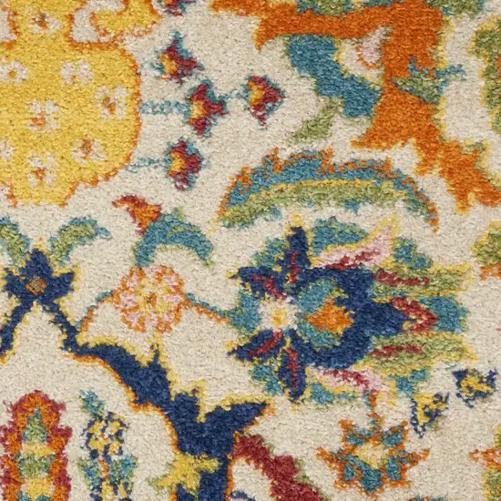 Ivory Floral Power Loom Area Rug Photo 4