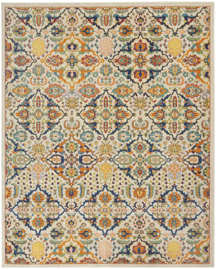 Ivory Floral Power Loom Area Rug Photo 4