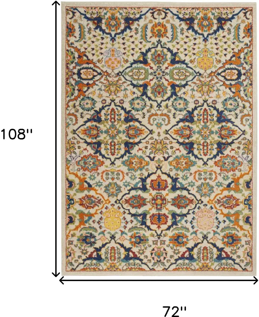 Ivory Floral Power Loom Area Rug Photo 3